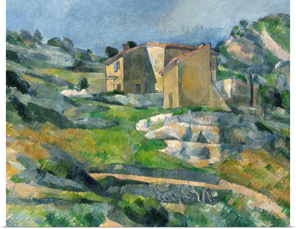 Houses in Provence: The Riaux Valley near L'Estaque, by Paul Cezanne, 1883, French Post-Impressionist painting, oil on can...
