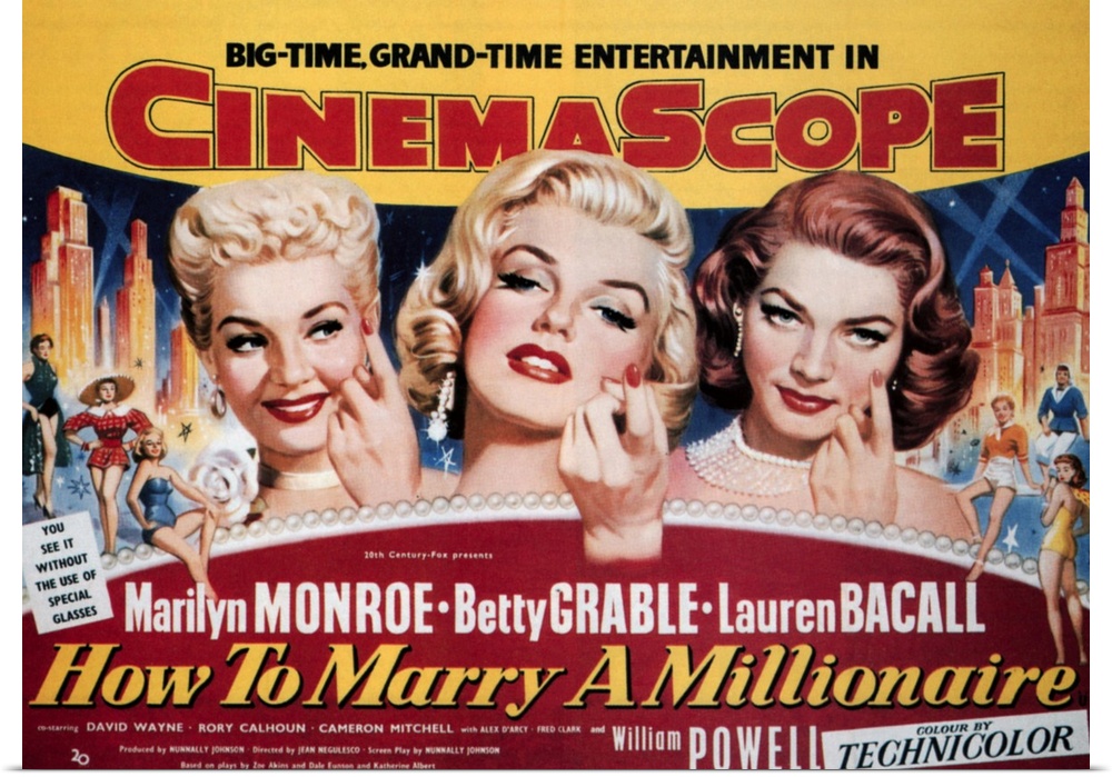 HOW TO MARRY A MILLIONAIRE, from left: Betty Grable, Marilyn Monroe, Lauren Bacall, 1953, TM and Copyright ..20th Century ...