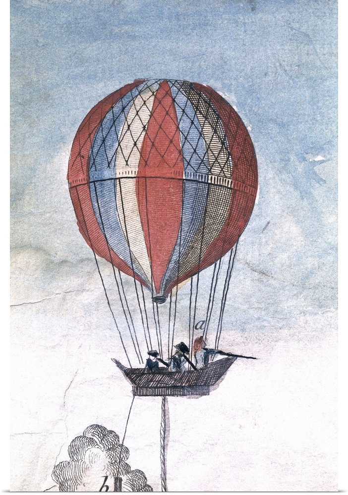Hydrogen balloon for a military use, designed by Charles Coutelle. The hot-air balloons were used by Napoleon's army  in o...