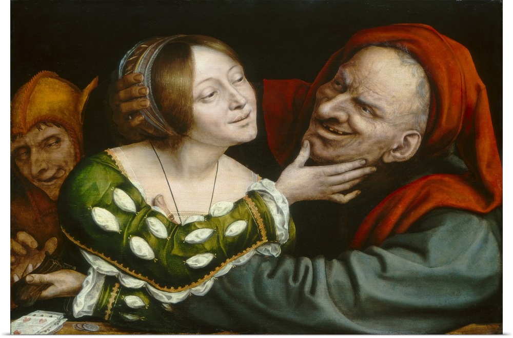 Ill-Matched Lovers, by Quentin Massys, 1520-25, Netherlandish painting, oil paint on panel. The old man's lust for a young...