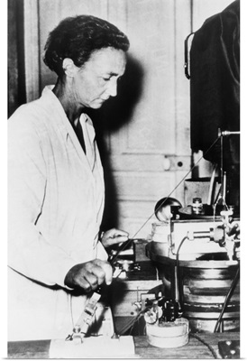 Irene Joliot-Curie, French nuclear physicist and daughter of Marie Curie at work