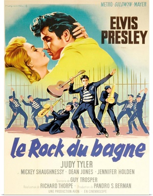 Jailhouse Rock, Judy Tyler, Elvis Presley, French Poster Art, 1957