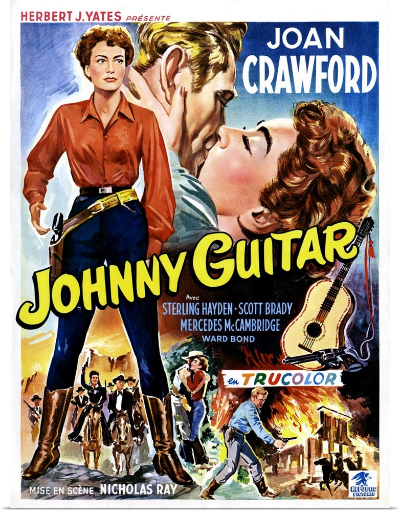 Johnny Guitar, Joan Crawford, Sterling Hayden, (Belgian Poster Art), 1954.