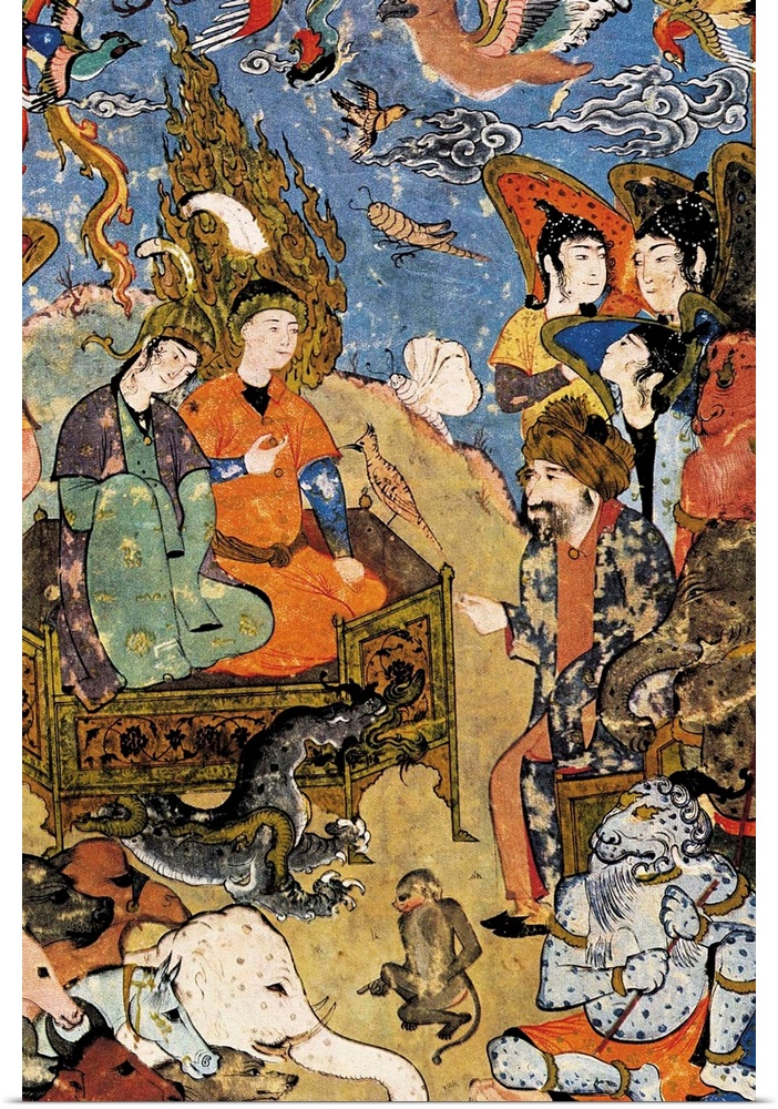 King Solomon and the Queen of Sheba. 16th c. Persian art. Safavid period