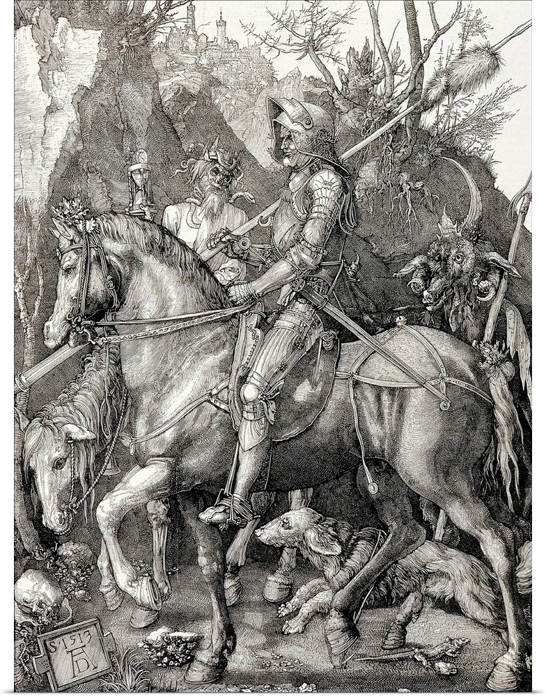 DURER, Albrecht (1471-1528). Knight, Death, and the Devil. 1513. German school. Renaissance art. Engraving. FRANCE. Paris....