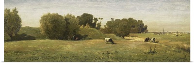 Landscape near Abcoude, 1860-70, Dutch painting, oil on panel