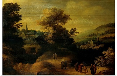 Landscape with the Healing of the Blind Man, by unknown Flemish artist