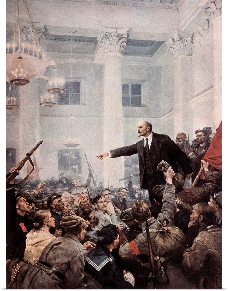 LENIN, Vladimir Ilich Ulyanov (1870-1924). Russian theoretician and communist leader politician. Lenin proclaims Soviet po...