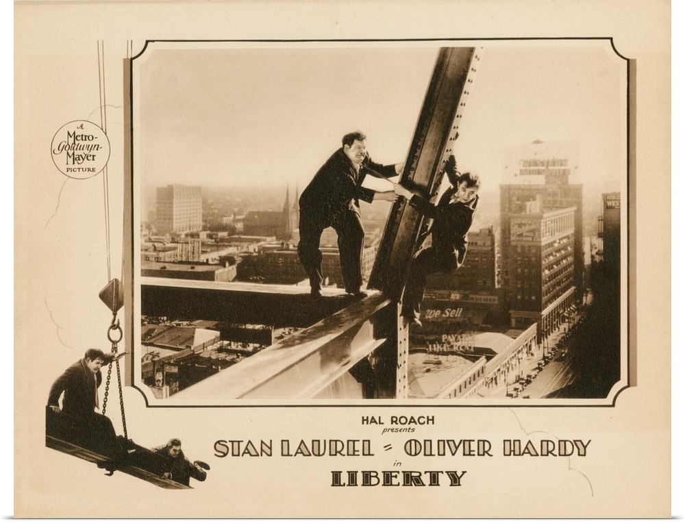 Liberty, Lobbycard, From Left, Oliver Hardy, Stan Laurel, 1929.