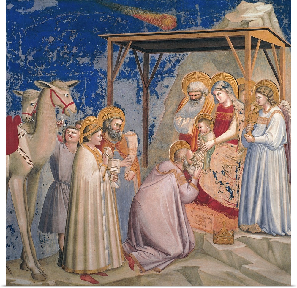 Stories of the Christ The Adoration of the Magi, by Giotto, 1304 - 1306 about, 14th Century, fresco, cm 200 x 185 - Italy,...