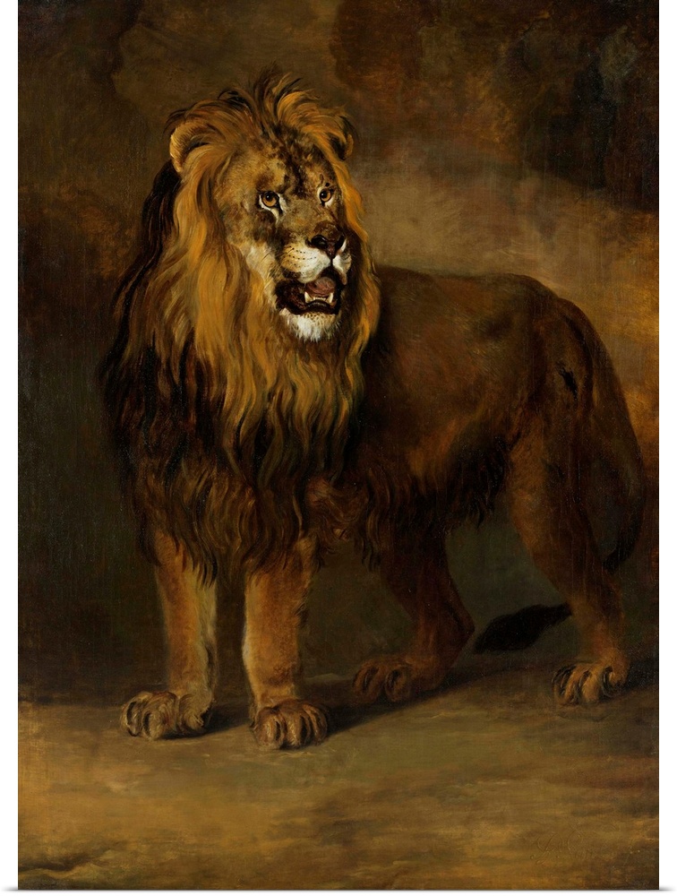Lion from the Menagerie of King Louis Napoleon, by Pieter Gerardus van Os, 1808, Dutch oil painting.