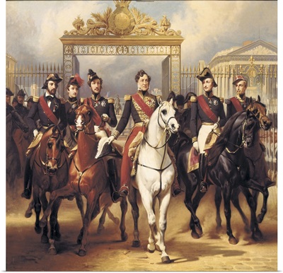Louis-Philippe and his Sons on Horseback in front of the Chateau de Versailles