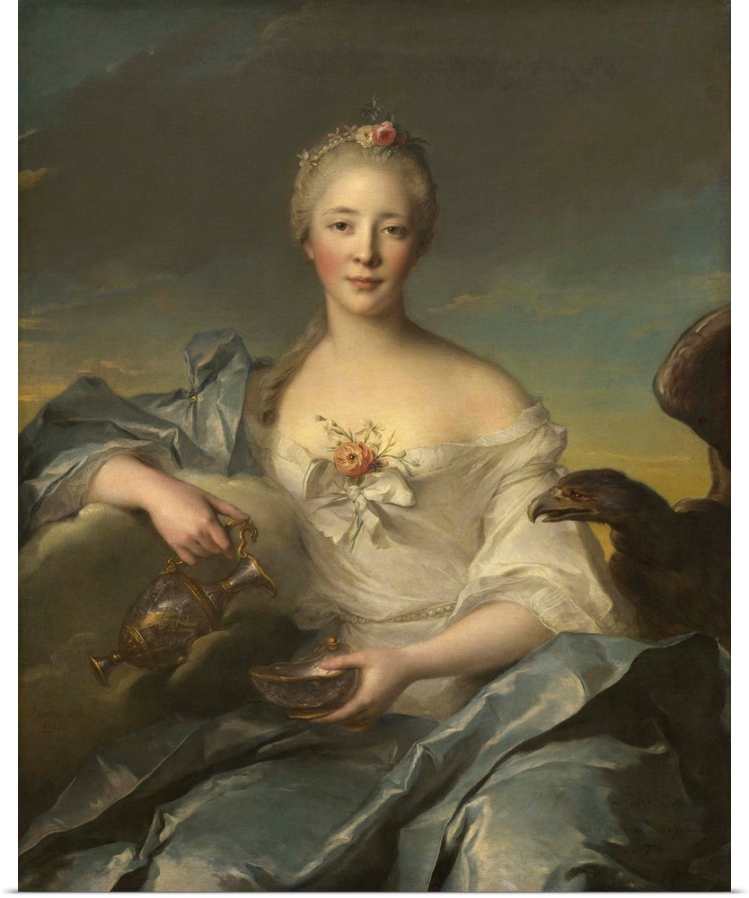 Madame Le Fevre de Caumartin as Hebe, by Jean-Marc Nattier, 1753, French painting, oil on canvas. Nattier often painted al...