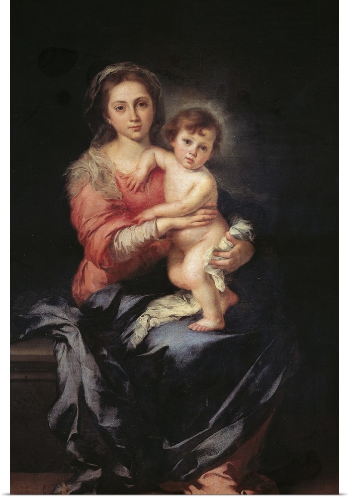 Madonna and Child, by Bartolom Esteban Murillo, 1650 - 1655 about, 17th Century, oil on canvas, cm 157 x 107 - Italy, Tusc...