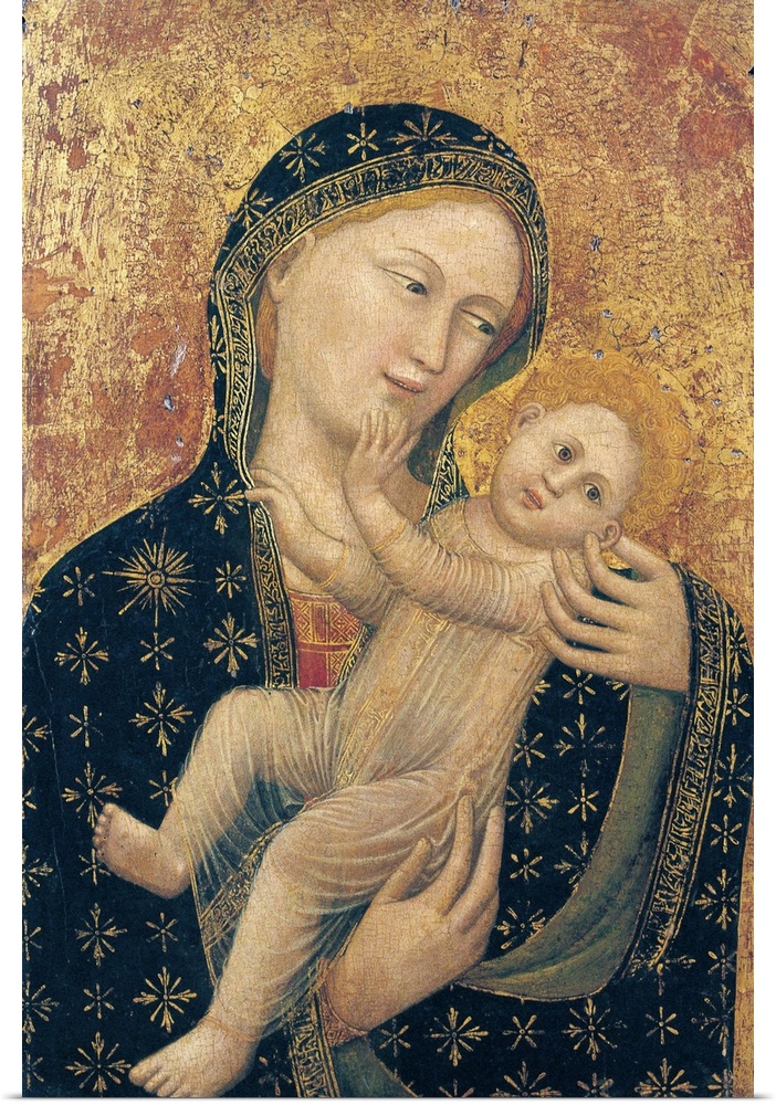 Madonna with Child, by follower of Vitale degli Equi known as Vitale da Bologna, 1345 - 1350, 14th Century, oil on panel, ...