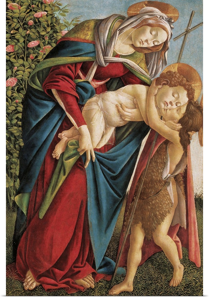 Madonna with Child Embracing the Young St John, by Sandro Filipepi Known as Botticelli, 1495 - 1500 about, 15th Century, t...