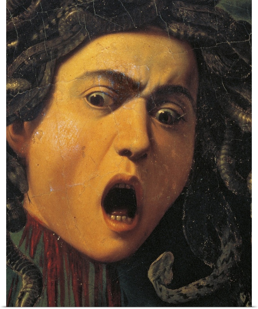 Medusa, by Michelangelo Merisi known as Caravaggio, 1596 - 1598 about, 16th Century, oil on canvas on poplar shutter,  55,...