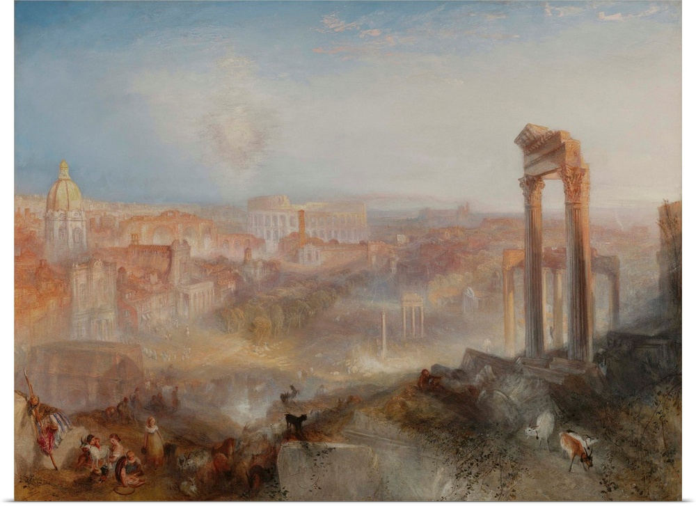 Modern Rome - Campo Vaccino, by Joseph Turner, 1835, English painting, oil on canvas. Baroque churches and ancient monumen...