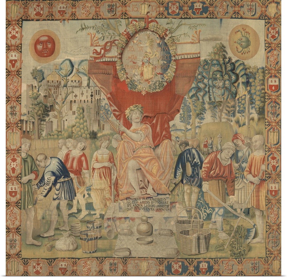 June (Giugno), by Benedetto da Milano upon drawing by Bramantino, c. 1503-1508, 16th Century, tapestry, Whole artwork view...