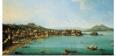 Naples From the West, 18th c, Mt. Vesuvius in background