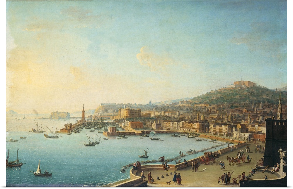 Naples Seen form the Easter Coast (Napoli dalla zona orientale), by Antonio Joli, 18th Century, oil on canvas, Whole artwo...