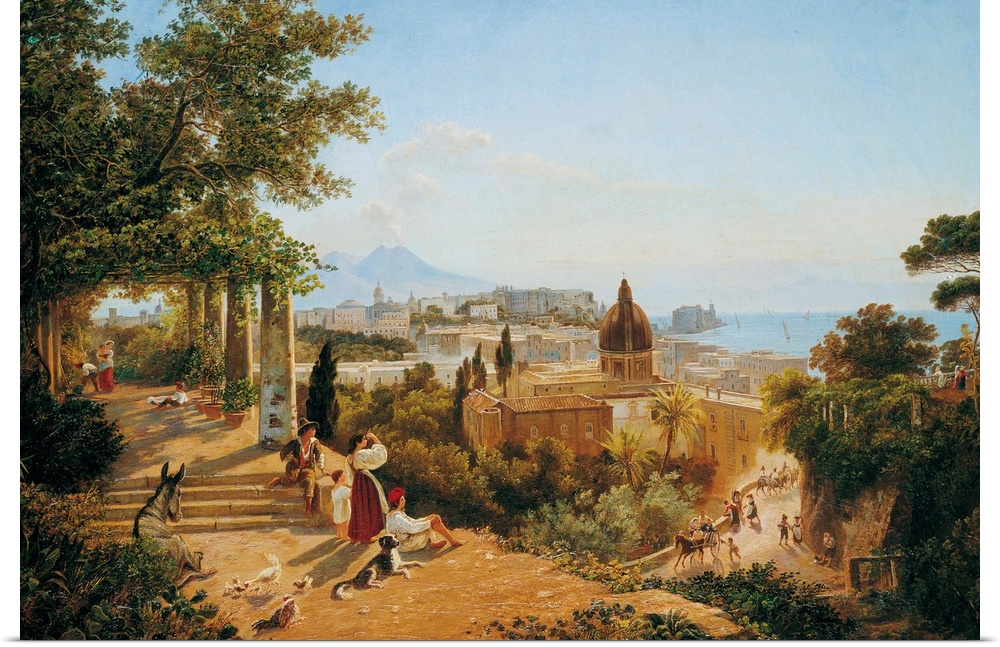 Naples seen from the Slopes of the Vomero (Napoli dalle pendici del Vomero), by Carl Wilhelm Goetzloff, 19th Century, oil ...