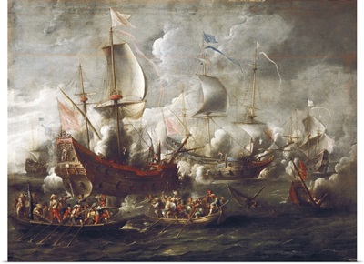 Naval Battle. 17th c. Cornelis de Weel