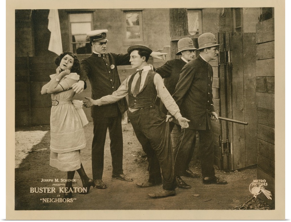 Neighbors, Lobbycard, Front, From Left: Virginia Fox, Edward F. Cline, Buster Keaton, 1920.