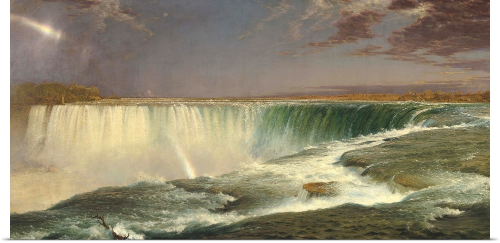 Niagara, by Frederic Edwin Church, 1857, American painting, oil on canvas. By using a panoramic format and eliminating the...