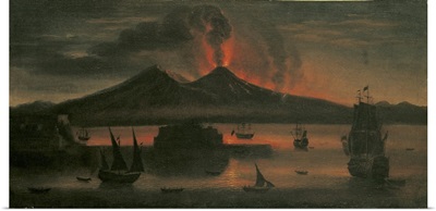 Night Eruption of Vesuvius and the Gulf of Naples, 1748, Italian painting