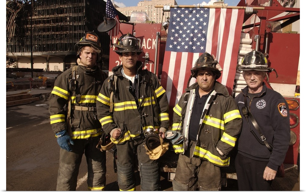 NYC firemen at the World Trade Center, Sept. 29, 2001. Recovery operations continued for months after the September 11, 20...