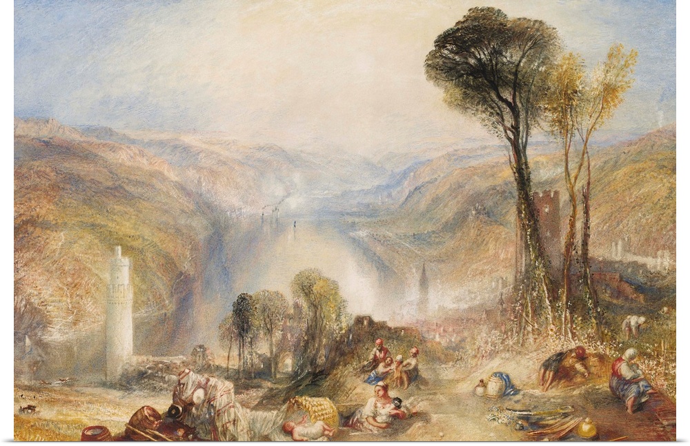 Oberwesel, by Joseph Mallord William Turner, 1840, British painting, watercolor and gouache over graphite. View down the R...