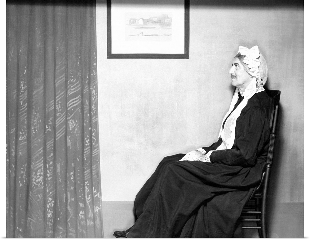 On his rocker, instead of off, is Groucho Marx posing as Whistler's Mother. 1960.