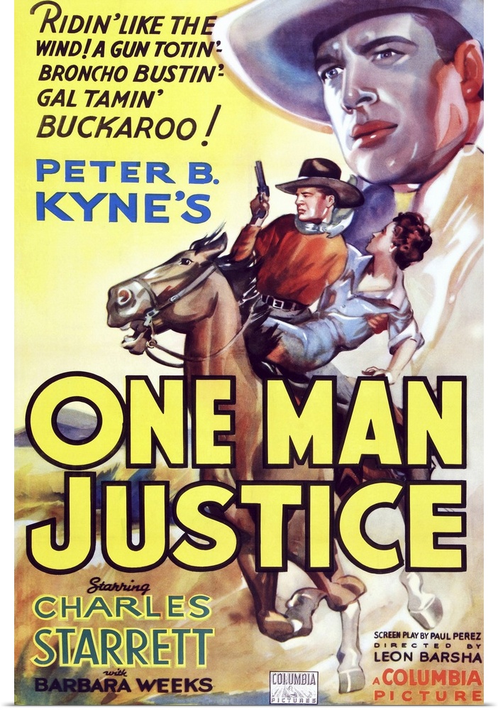 Retro poster artwork for the film One Man Justice.