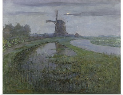 Oostzijdse Mill along the River Gein by Moonlight, by Piet Mondrian, c. 1903