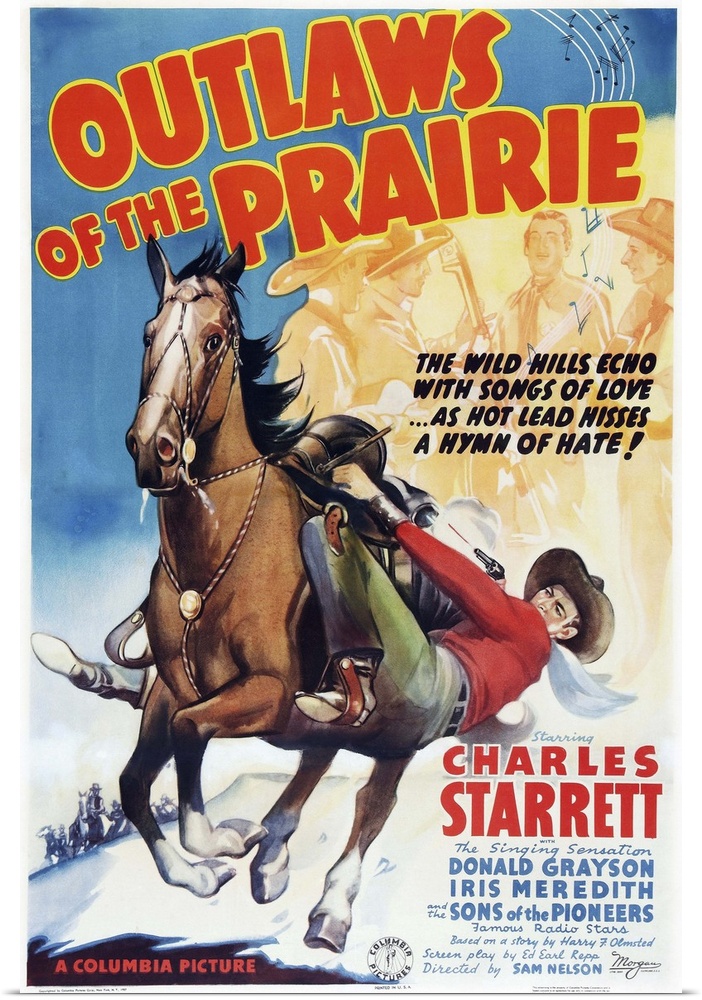 Retro poster artwork for the film Outlaws of the Prairie.