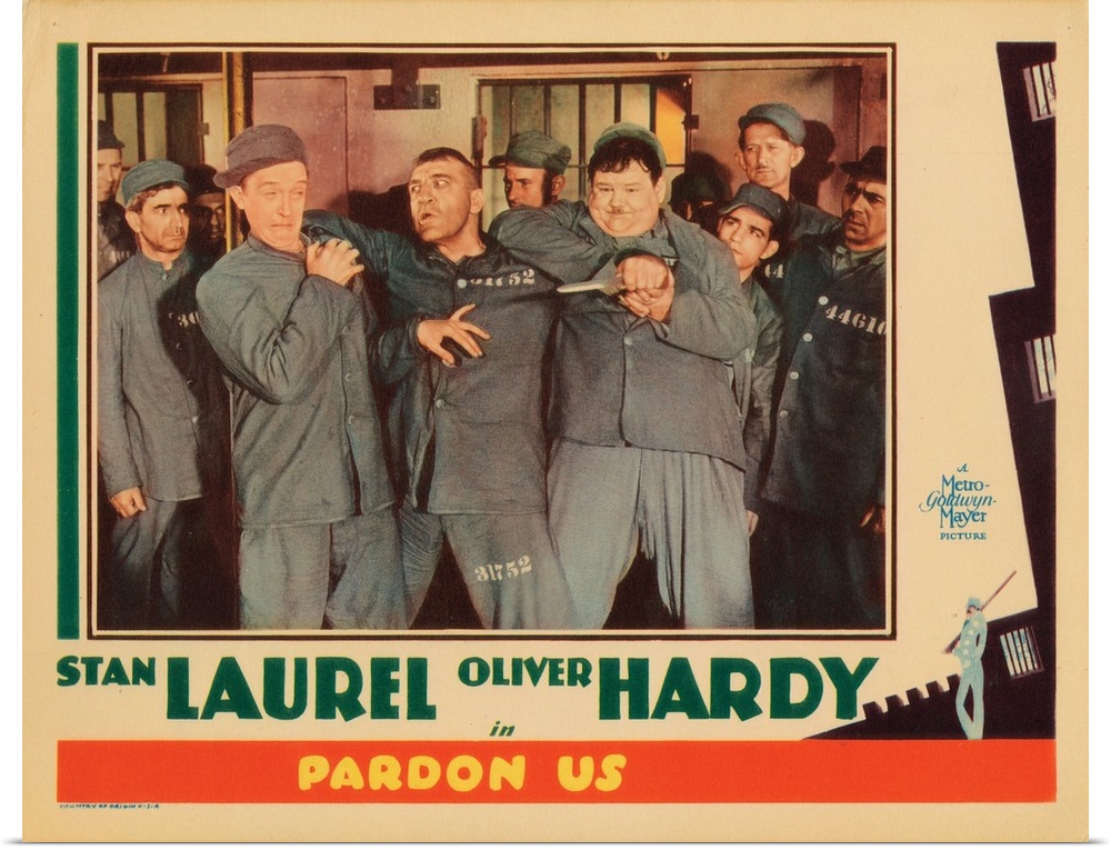 Pardon Us, Lobbycard, Front, From Left: Stan Laurel, Walter Long, Oliver Hardy, 1931.