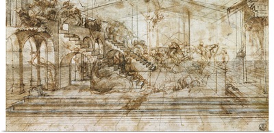 Perspective drawing for the Adoration of the Magi, by Leonardo da Vinci, 1481