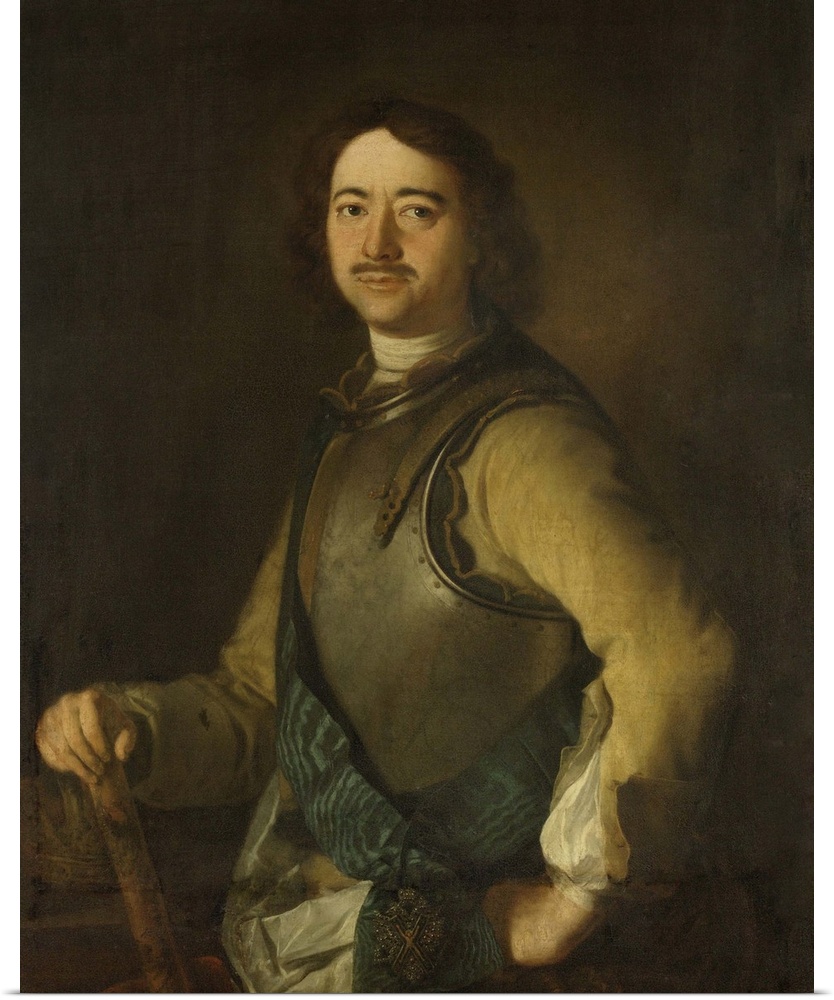 Peter the Great, Tsar of Russia, by Anonymous artist, 1700-25, European painting, oil on canvas. 1697 he traveled incognit...