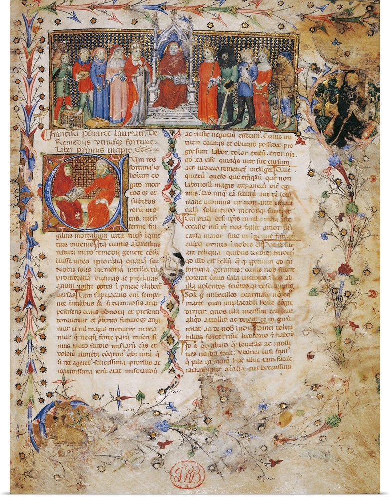 From the De remedijs utrusque fortunae, title page, by Francesco Petrarca. (1480 ? 1499) About 14th Century. Originally pa...