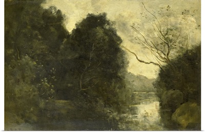 Pond in the Woods, 1840-75, French painting, oil on panel