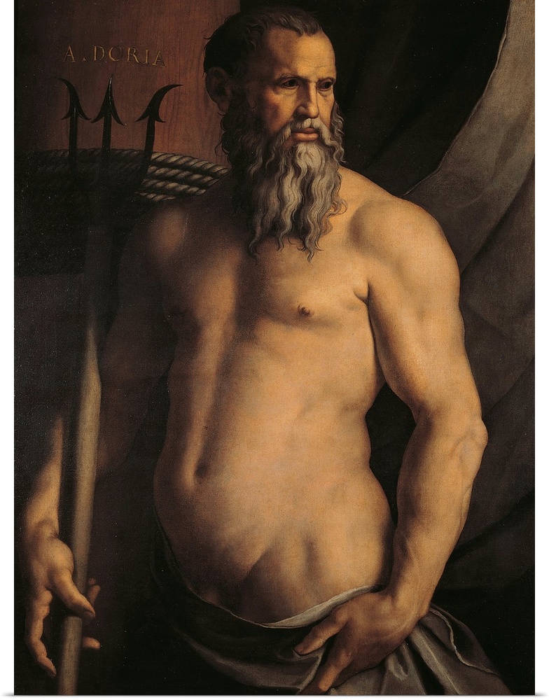 Portrait of Andrea Doria as Neptune, by Angelo (or Agnolo) Allori known as Bronzino, 1550 - 1555, 16th Century, oil on can...