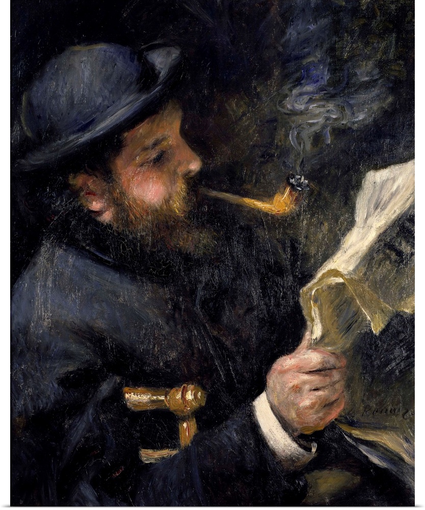 1196 , Pierre Auguste Renoir (1841-1919), French School. Portrait of Claude Monet (1840-1926) reading. 1872. Paris, musee ...