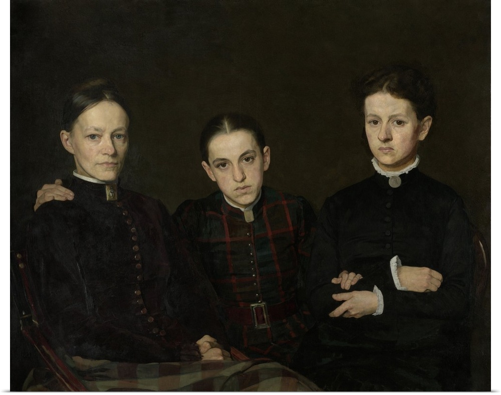 Portrait of Cornelia, Clara and Johanna Veth, by Jan Veth, 1885, Dutch painting, oil on canvas. Three sisters of the artis...