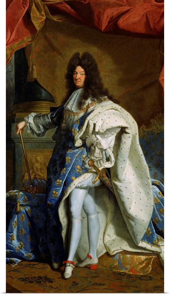 Portrait of Louis XIV, by Hyacinthe Rigaud studio, 1701, French painting, oil on canvas. This is a contemporary copy of th...