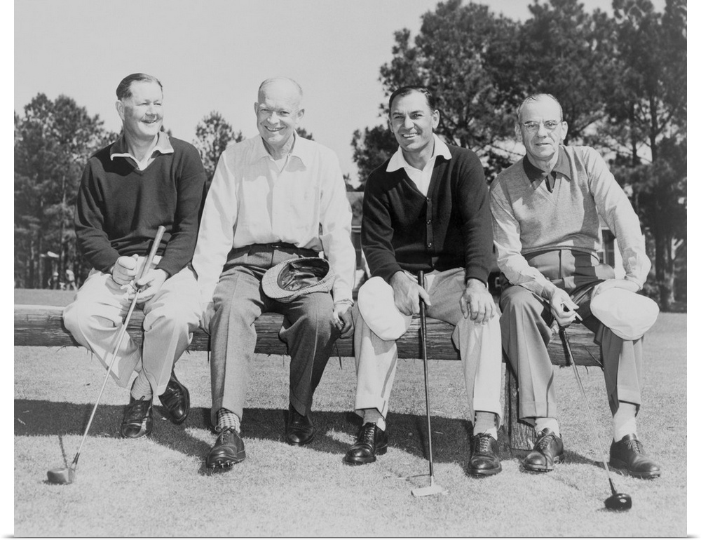 President Dwight Eisenhower with Golf Champions at Augusta, Georgia, c. 1953. L-R: Byron Nelson, the President, Ben Hogan,...