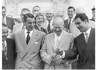 President Eisenhower with Joe DiMaggio and Rocky Marciano