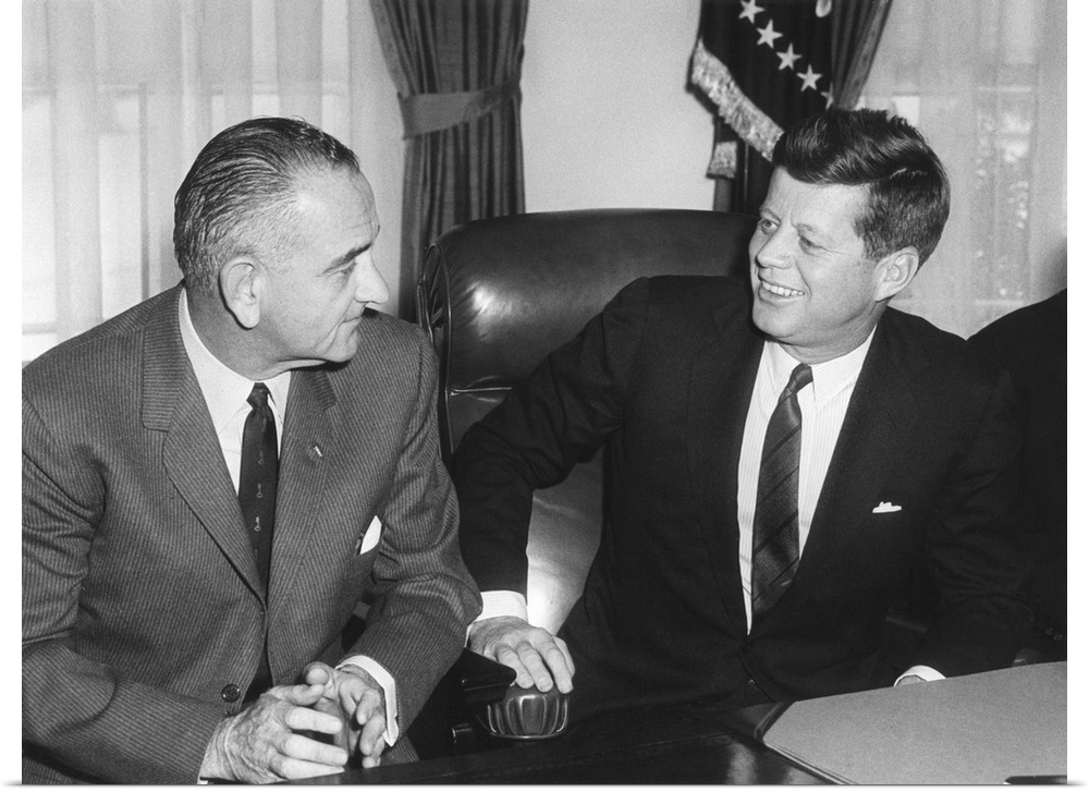 President John Kennedy and Vice President Lyndon Johnson. They were hosting a Legislative Leaders Breakfast Meeting in the...