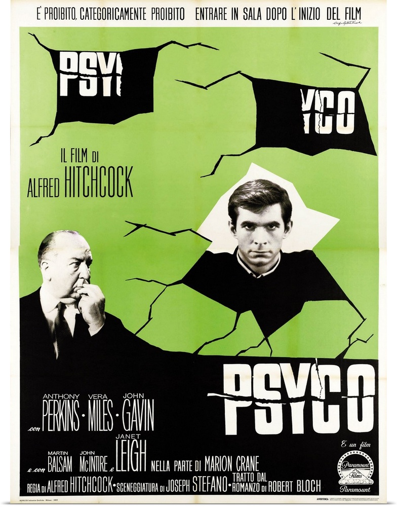 Psycho, From Left: Alfred Hitchock, Anthony Perkins On Italian Poster Art, 1960.