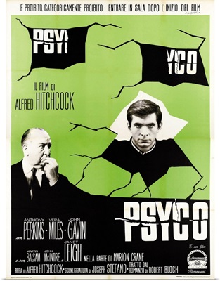 Psycho, Alfred Hitchock, Anthony Perkins, Italian Poster Art, 1960